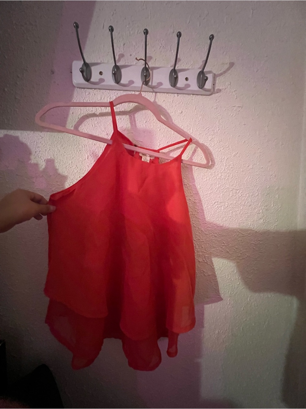 Women's Red Layered Chiffon Cami Top